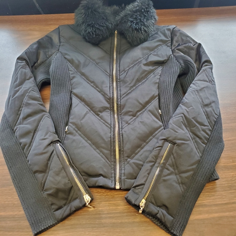 Blanc Noir cropped black puffer jacket Womens Size Medium